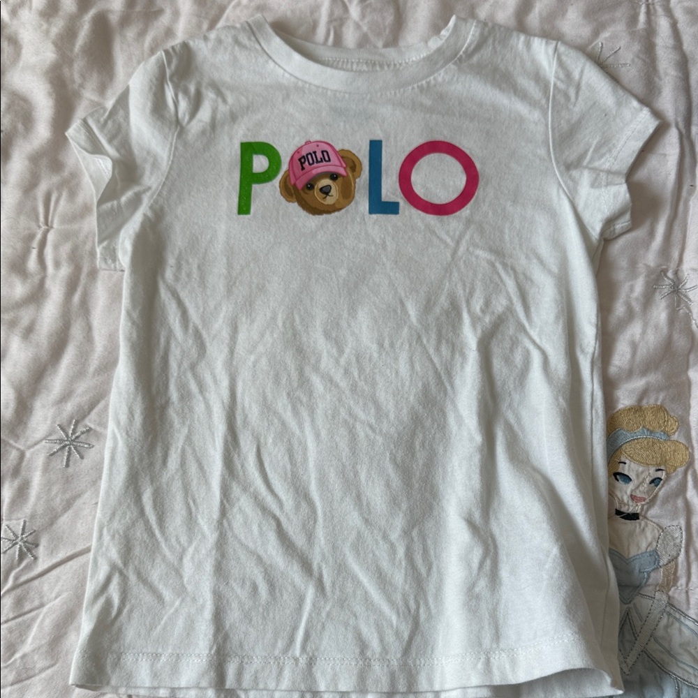 Polo by Ralph Lauren Kids White Tee with Bear Graphic